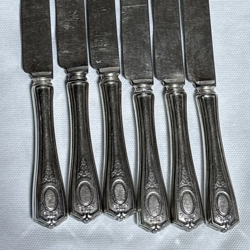 6 Louis XVI Atq Oneida Community Plate Silver Plated Dinner Knifes No Monogram